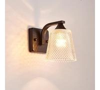 RXPVUXE Aplique De Pared Negro Iluminación Lámpara De Pared De Hierro Vintage Moderna con Pantalla De Vidrio Acanalado, Luz De Tocador De Baño Industrial E27 Lámpara De Decoración Interior Con Cable P