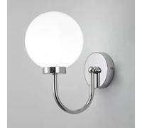 RXPVUXE Aplique de pared vintage con cuello de cisne de mediados de siglo, accesorios de iluminación de pared interior cableados de 1 luz, lámpara de pared de vidrio con forma de globo blanco(Chrome)