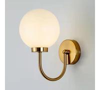 RXPVUXE Aplique de pared vintage con cuello de cisne de mediados de siglo, accesorios de iluminación de pared interior cableados de 1 luz, lámpara de pared de vidrio con forma de globo blanco(Gold)