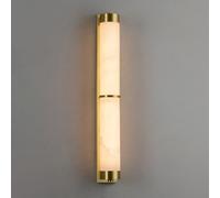 RXPVUXE Apliques de pared de alabastro de latón moderno, accesorios de iluminación de pared LED for tocador de baño dorado, iluminación de pared con aplique de mármol natural cilíndrico(50cm)