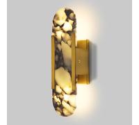 RXPVUXE Apliques de pared de alabastro y latón de 13,8 pulgadas, lámpara de pared de mármol natural con base de latón, accesorios de iluminación interior, lámpara de pared de piedra