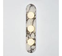 RXPVUXE Apliques de pared de mármol natural, lámpara de baño de 3 luces, lámpara de pared de piedra de estilo nórdico con pantalla de cristal, lámpara de pared moderna con cableado(A)