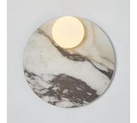 RXPVUXE Apliques de pared de mármol natural, lámpara de pared de estilo nórdico de 11,4 pulgadas con pantalla de cristal y base redonda de piedra, lámpara de pared moderna de mediados de siglo(A)