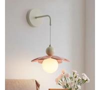 RXPVUXE Lámpara De Pared De Flor Rosa Aplique De Pared Colgante Estilo Crema Moderno Con Pantalla De Vidrio Blanco Leche Globo, Alambre Colgante Ajustable, Accesorio De Iluminación Para Decoración Del