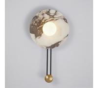 RXPVUXE Lámpara de pared de piedra de estilo nórdico de 11,4 pulgadas, aplique de mármol natural con pantalla de cristal esférica, base de metal negro, luces de pared de interior con cableado(White)