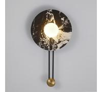 RXPVUXE Lámpara de pared de piedra de estilo nórdico de 11,4 pulgadas, aplique de mármol natural con pantalla de cristal esférica, base de metal negro, luces de pared de interior con cableado(Black)