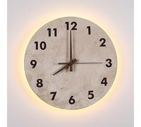 RXPVUXE Lámpara De Pared De Piedra LED Moderna Con Reloj, Aplique De Pared De Travertino Amarillo Redondo, Accesorios De Iluminación Artísticas Con Diseño De Disco Creativo, 3000 K