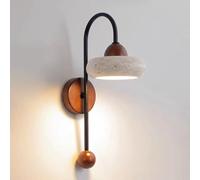 RXPVUXE Lámpara de pared de travertino amarillo con pantalla de piedra natural, aplique de pared de mármol moderno nórdico, accesorio de iluminación de arte Wabi-Sabi de estilo japonés