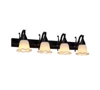 RXPVUXE Lámparas De Tocador De Baño, Luces De Tocador De Óxido Vintage Sobre Espejo, Aplique De Pared Antiguo Rústico Con Pantalla De Vidrio De Flor De Escarcha Blanca, Lámpara De Pared De Baño De Gra