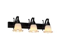 RXPVUXE Lámparas De Tocador De Baño, Luces De Tocador De Óxido Vintage Sobre Espejo, Aplique De Pared Antiguo Rústico Con Pantalla De Vidrio De Flor De Escarcha Blanca, Lámpara De Pared De Baño De Gra