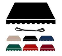RXQHV Toldos Manuales de Jardín, Tela de Repuesto Toldo de Patio Cubierta Superior Retráctil Parasol para Exteriores Tela Resistente A Los Rayos UV y Al Agua con Faldón (Size:2.5x2m,Color:Negro)