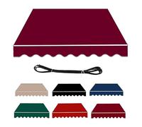 RXQHV Toldos Manuales de Jardín, Tela de Repuesto Toldo de Patio Cubierta Superior Retráctil Parasol para Exteriores Tela Resistente A Los Rayos UV y Al Agua con Faldón (Size:3x2.5m,Color:Borgoña)