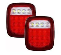 RXRJSU Coche Reflector Para Jeep YJ JK CJ Camión Remolque 2 Uds 16 LED Parada Señal Giro Trasera Respaldo Freno Inverso Liquidación Marcador Luces Lámparas