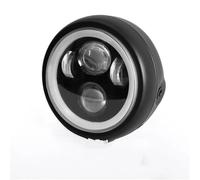 RXRJSU Faro De Motocicleta Faro LED Retro Motocicleta 6.5" Diurna Cruce Aro Ángel Para Sportster Para Cafe Racer Para Bobber Para Iron 883(Light)