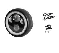 RXRJSU Faro De Motocicleta Faro LED Retro Motocicleta 6.5" Diurna Cruce Aro Ángel Para Sportster Para Cafe Racer Para Bobber Para Iron 883(Light with bracket)