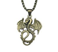 Rxrpexjke Disfraz de descendientes de Maléfica, accesorios para disfraz de descendientes, collar de joyería de descendientes de dragón maléfico, mide 24 pulgadas, bronce, trompeta, Acero aleado, No es