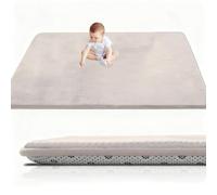 RxueSug Alfombra Bebe Acolchada Plegable, 120 x 120 cm Alfombra de Juego para Bebés, 2cm Alfombra Acolchada Bebe para Bebés y Niños Pequeños, para Parque, Gateo & Baby Gym Crema