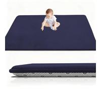 RxueSug Alfombra Bebe Acolchada Plegable 3cm Antideslizante y Suave 200 x 280 cm Lavable a Máquina Ideal para Juegos y Gateo Parque Infantil Bebe y Suelos, Alfombra Gateo Bebe Azul Oscuro