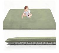 RxueSug Alfombra Bebe Acolchada Plegable 3cm Antideslizante y Suave 50 x 200 cm Lavable a Máquina Ideal para Juegos y Gateo Parque Infantil Bebe y Suelos, Alfombra Gateo Bebe Verde Hierba
