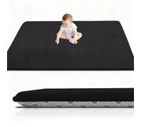 RxueSug Alfombra Bebe Gruesa 150 x 180 cm, 2cm Alfombra Bebe Acolchada con Relleno De Esponja y Franela, Alfombras Juegos Bebes Antideslizante, Tapete Bebe Actividades de Fácil Cuidado Negro