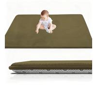 RxueSug Alfombra Bebe Gruesa 80 x 150 cm, 2cm Alfombra Bebe Acolchada con Relleno De Esponja y Franela, Alfombras Juegos Bebes Antideslizante, Tapete Bebe Actividades de Fácil Cuidado Verde Militar