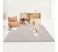 RxueSug Alfombra Bebe Gruesa Antideslizante 3cm Alfombra Juegos Bebes Acolchada, 200 x 200 cm Manta Juegos Bebes De Fácil Cuidado, Colchoneta Suelo Niños para Habitación Infantil Crema