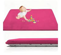 RxueSug Alfombra De Habitacion Bebe 150 x 150 cm Rosa, Alfombra Infantil, 3 cm de Grosor Alfombra Terciopelo Coral para Sala de Juegos, Guardería, Antideslizante para Gatear para bebé