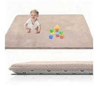 RxueSug Alfombra De Habitacion Bebe, Alfombra Infantil, 3 cm de Grosor Terciopelo Coral para Sala de Juegos 100 x 120 cm Marrón Claro, Guardería Alfombra Antideslizante para Gatear para bebé