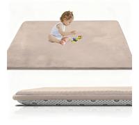 RxueSug Alfombra de Juegos para bebé 3cm 120 x 200 cm Alfombra Infantil Extragrande Plegable, portátil, Tapete de Suelo para niños pequeños y bebés, Alfombra Infantil Lavable Marrón Claro