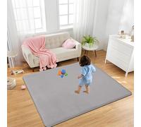 RxueSug Alfombra para Gatear para niños, Antideslizante, 150 x 200 cm Gris Plateado Alfombra para la habitación de los niños, en Terciopelo Coral, Espesor de 2 cm, Alfombra De Habitacion Bebe