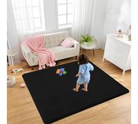 RxueSug Alfombra para Gatear para niños, Antideslizante, 200 x 260 cm Negro Alfombra para la habitación de los niños, en Terciopelo Coral, Espesor de 2 cm, Alfombra De Habitacion Bebe