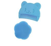RY-EARL Cepillo de baño para bebé, Cepillo de Masaje de Silicona, Cepillo Exfoliante de Silicona The SkinSoother Baby Essential para Piel Seca, costra láctea y Eczema (pequeño-2 Piezas) (Azul)