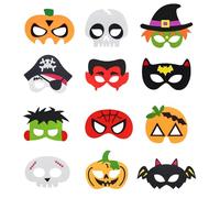 RYAN 12 Piezas Máscara de Fieltro de Halloween con Cuerda Elástica Gato Negro Vampiro Calabaza Hulk Caretas Niños para Halloween Navidad Fiestas Cumpleaños Juegos de Rol