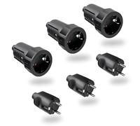 RYAN 3 Pares Enchufe Macho Hembra Clavija Enchufes Acoplamiento 250V 6A IP44 Kit de Enchufe Macho Enchufe Hembra Schuko para Cable facilitar el cableado 2 Pin Adaptador Conectores (Negro)