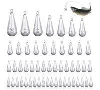 RYAN 52 Piezas Plomos Pesca Pesas de Pesca Plomos de Pesca Kit de Pesas de Pesca Gota de Agua Plomada de Pesca Drop Shot Pesca para Deportes al Aire Libre y Pesca en el Mar Pesca Sinker