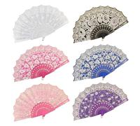 RYAN 6 Piezas Abanico de Plástico y Tela Abanicos de Mano Abanico Plegable Se Puede Utilizar para la Etapa de Enfriamiento Foto Apoyos Decoración de La Pared