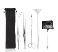 RYAN Accesorios Acuario 4 en 1 de Acero Inoxidable para Acuario Aquarium Aquascaping Kit Pinzas Tijera espátula Juego de Herramientas para Peces y Plantas Acuáticas