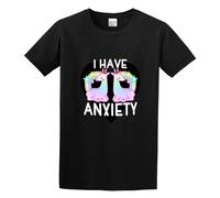 Ryan Ames Kawaii Pastel Goth I Have Anxiety Cute Unisex 100% Cotton Short-Sleeve T-Shirts Black S