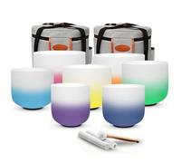 Ryan Dvan Juego de 7 cuencos de cristal de 432 Hz de 7 a 12 pulgadas, cuencos de cuarzo de color degradado para curación de chakras, meditación, baño de sonido y yoga. Herramientas de terapia de