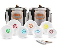 RYAN DVAN Juego de 7 cuencos de cristal de cuarzo esmerilado con diseño de símbolo de chakra, 432 Hz, 7-12 pulgadas, con 2 fundas de transporte