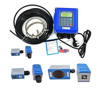 Ryanong TUF-2000B - Medidor de flujo de agua montado en la pared, transductor opcional, sensor de abrazadera de almacenamiento SD digital, medidor de flujo ultrasónico líquido