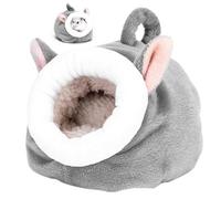 Ryaupy 1 Piezas Casa de Hámster, Mascotas Nido, Cama de Hámster, Saco de Dormir de Invierno cálido, Linda Forma Animal Nido de algodón, Hábitat de Animales Pequeños para Chinchillas, Hámsters (Gris)