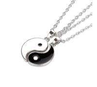 Ryaupy 2 Unidades De Collares Yin Yang Taichi Bff Para Parejas, Cadenas De La Amistad, Ying Yang, Colgantes Para Parejas, Joyas Para Mejores Amigos, Amantes y Couple Regalos (Negro y Plateado)