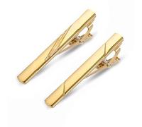 Ryaupy 2PCS Clips corbata para hombre con estampado dorado - clip corbata clásico metal cobre para hombre - para San Valentín, boda, bar negocios y vida diaria