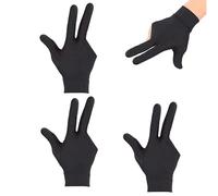 Ryaupy Paquete de 4 Guantes elásticos de Licra para Mano Izquierda, 3 Dedos, para Taco de Billar, para Tiradores, Carambola, Billar, Billar y Taco Deportivo (Negro)