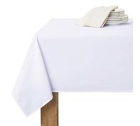 RYB HOME Mantel Mesa Rectangular 140 x 240 cm Blanco Cuadro para Fiesta Cumpleaños Cenas Mantel Antimanchas Resistente al Agua Protector Mesa