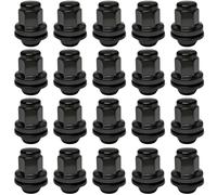 RYBO Juego de 20 tuercas de rueda, M12 x 1.5, asiento plano, 19 hexagonales, compatibles con vehículos Jaguar (negro, juego de 20)