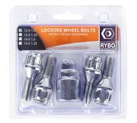 RYBO Juego de 4 pernos de bloqueo de rueda de aleación cónicos M12 x 1,5 (plata, 33 mm de longitud de rosca)