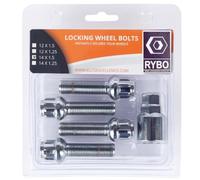 RYBO Juego de 4 pernos de bloqueo de rueda de aleación M14 x 1,5 (cromados, longitud de rosca de 45 mm)