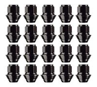 RYBO Juego de tuercas de aleación negra M12 x 1,5, arandela cónica, hexagonal de 19 mm para uso con llantas de aleación Ford y más (20)